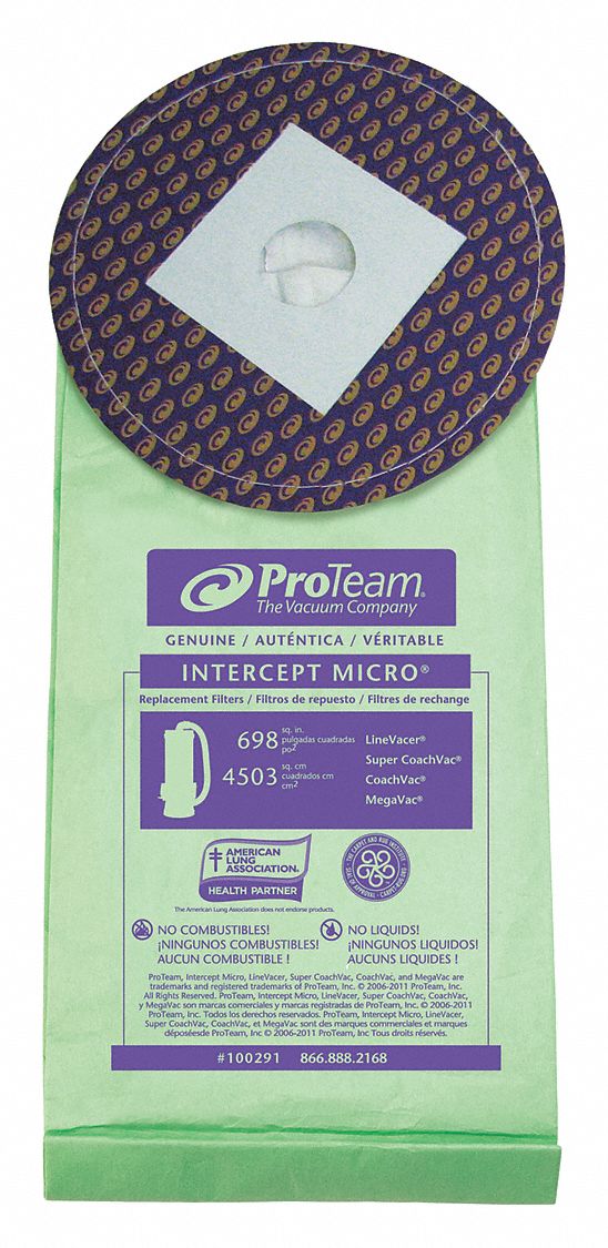 Vacuum Bag: ProTeam, Dry, Paper, 2-Ply, Std, 100291