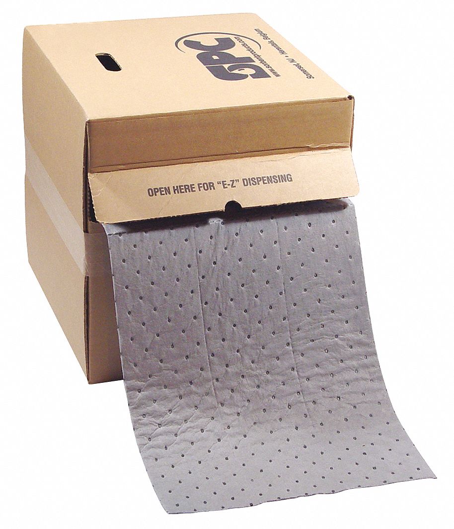 ABSORBENT ROLL, 23 GALLON, 5 X 18 IN PERFORATED SIZE, CASE, GREY, SPUNBOND