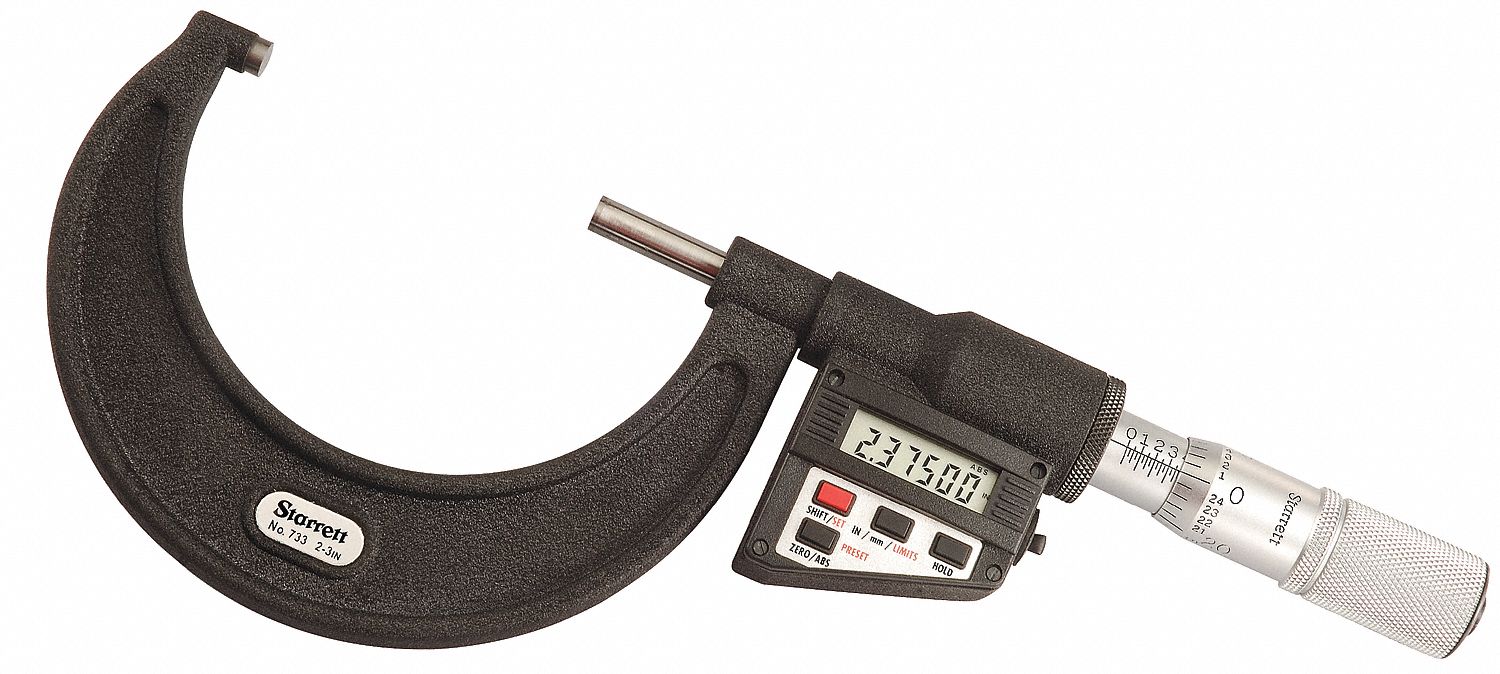 DIGITAL OUTSIDE MICROMETER, 2 IN TO 3 IN/50.8 TO 76MM RANGE, +/-001 IN ACCURACY