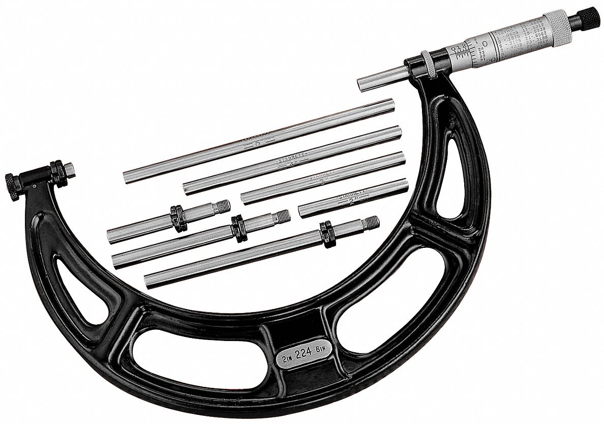 STARRETT, Mechanical, 2 in to 6 in Range, Digital InterchangeableAnvil