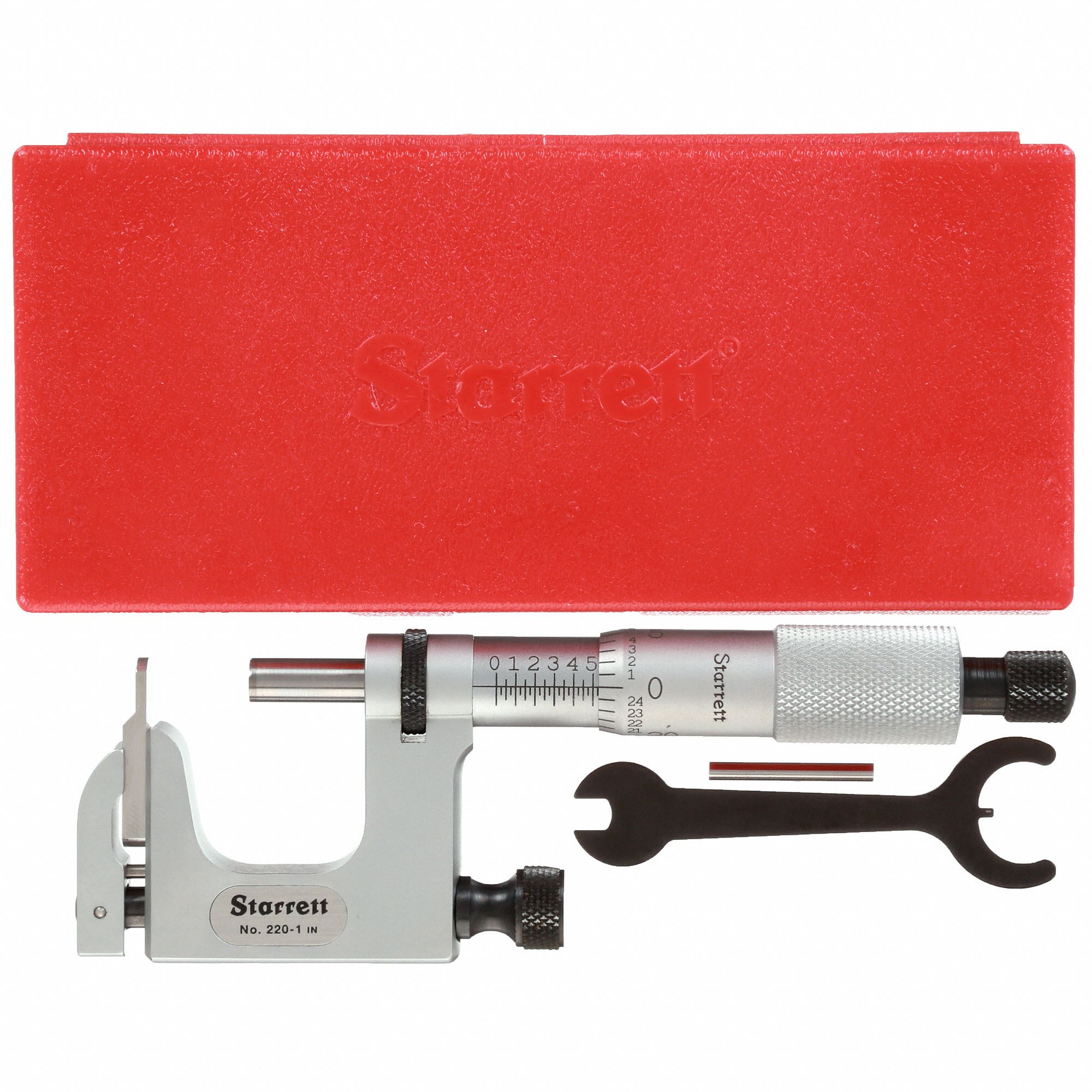 0-1 Range Starrett 220XRL-1 Mul-T-Anvil Micrometer Carbide Faces Ratchet Stop 0.001 Graduation Lock Nut 