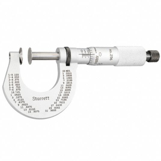 STARRETT Digital Disc Micrometer, Operation Type Mechanical, Range 1 in