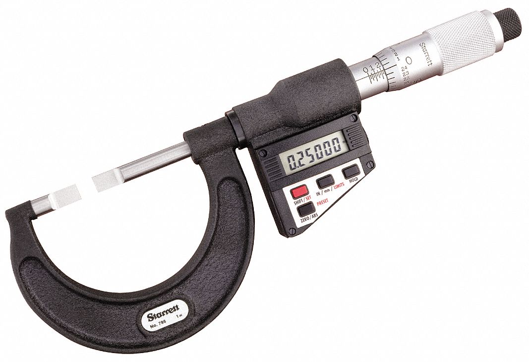 DIGITAL BLADE MICROMETER, DIGITAL, 0 IN TO 1 IN/0 TO 25.4MM RANGE