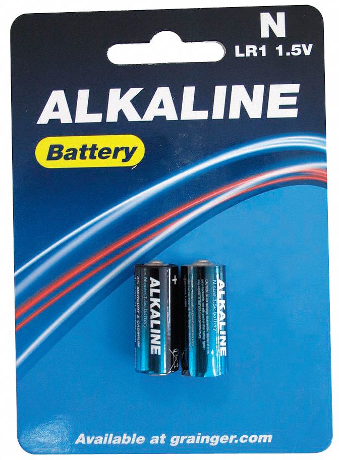 GRAINGER APPROVED N Battery, 1.5V DC, Alkaline, Button, PK 2 5U076