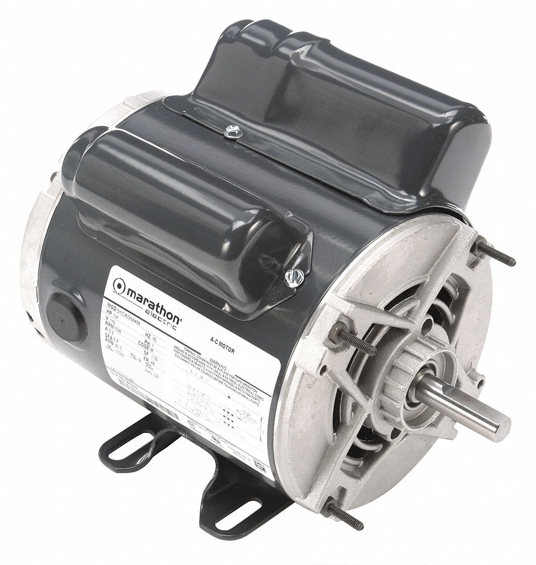 MARATHON MOTORS, Rigid Base, 1/4 HP, Instant Reverse Motor - 5U178