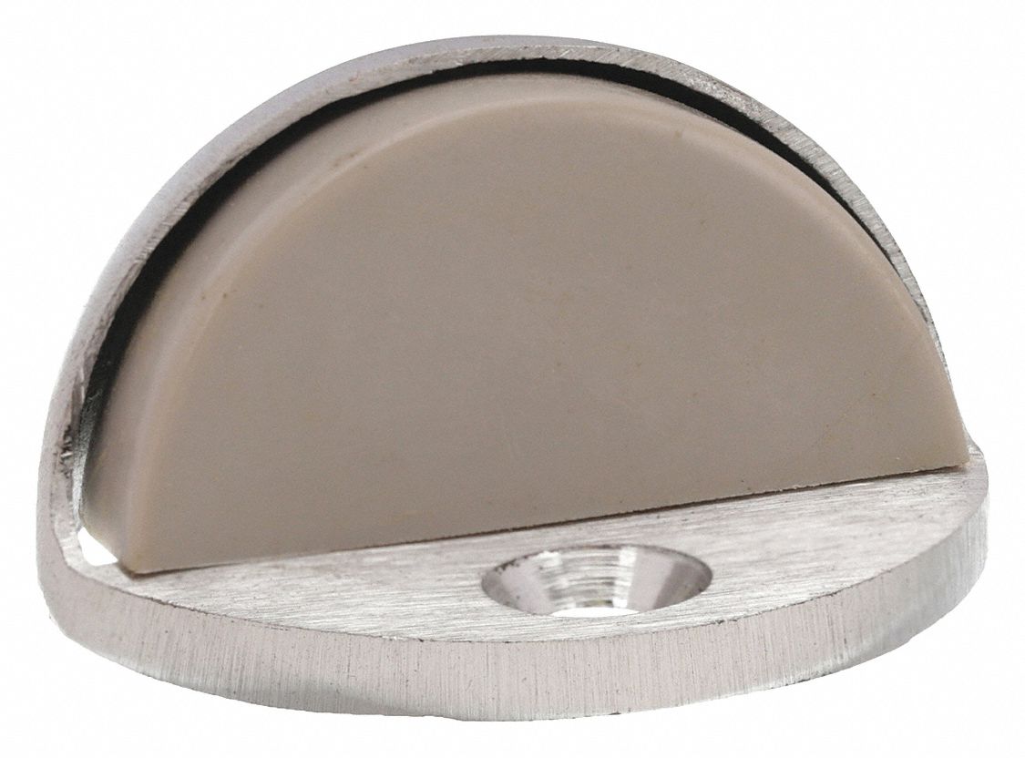 Dome Door Stop: Floor - Mounted, 1 5/8 in Lg, 1 5/8 in Wd, 1 in Overall Ht, Chrome