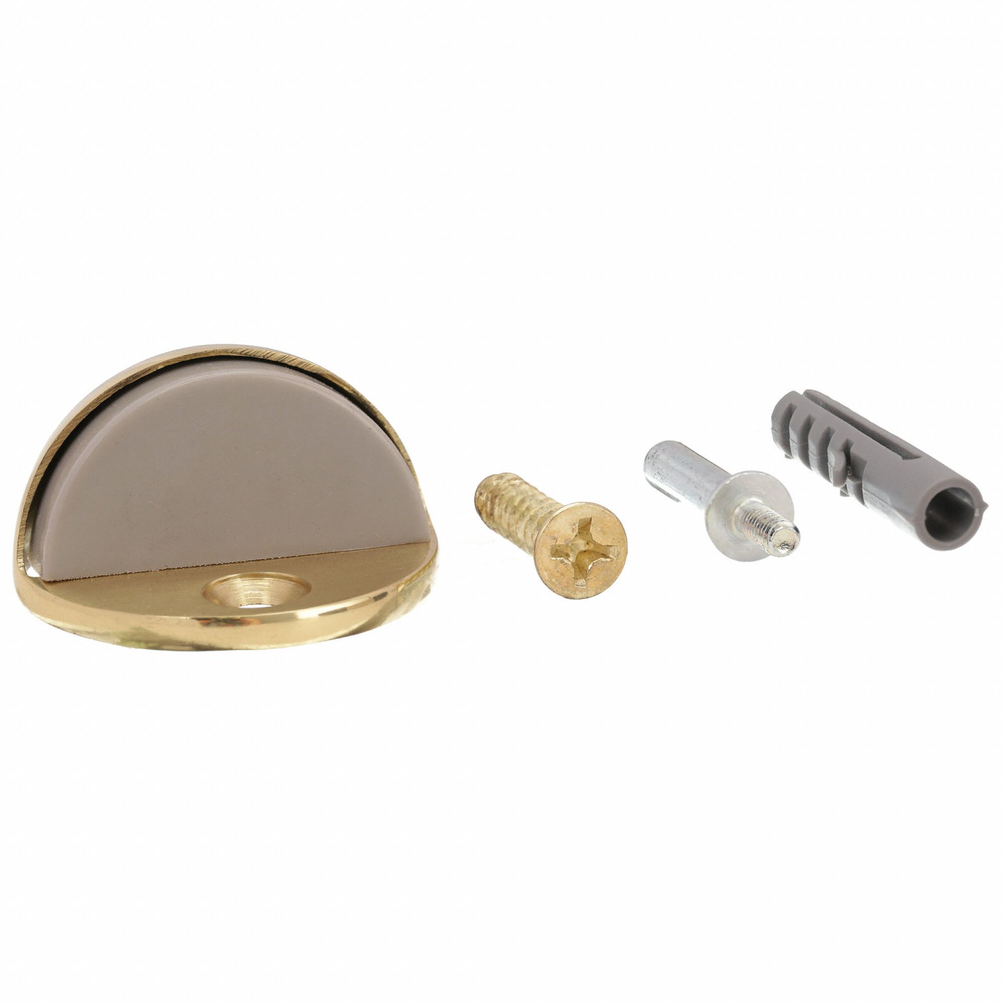 GRAINGER APPROVED Solid Brass, Dome Door Stop, Floor Mount, 13/4 in