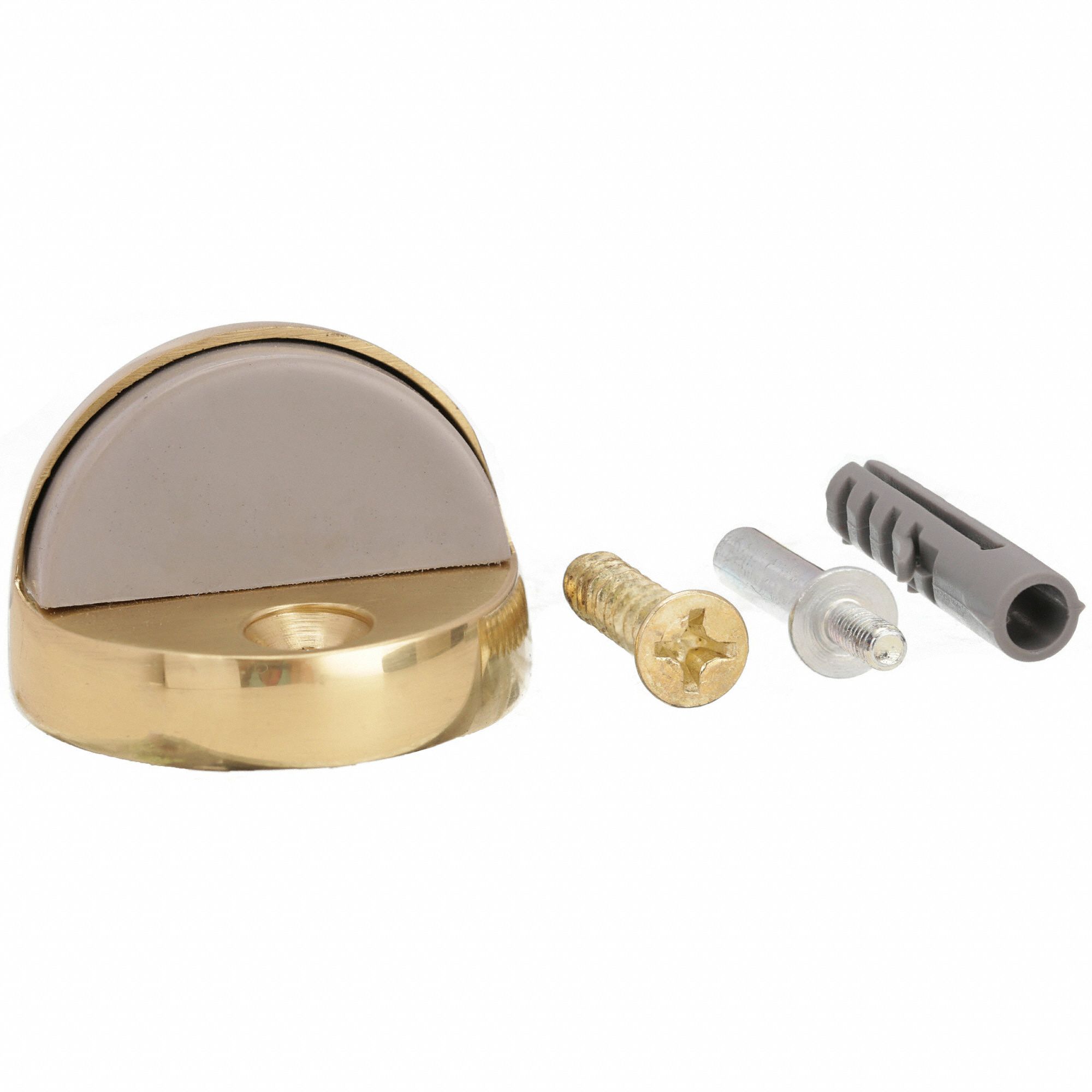 GRAINGER APPROVED Solid Brass, Dome Door Stop, Floor Mount, 13/4 in