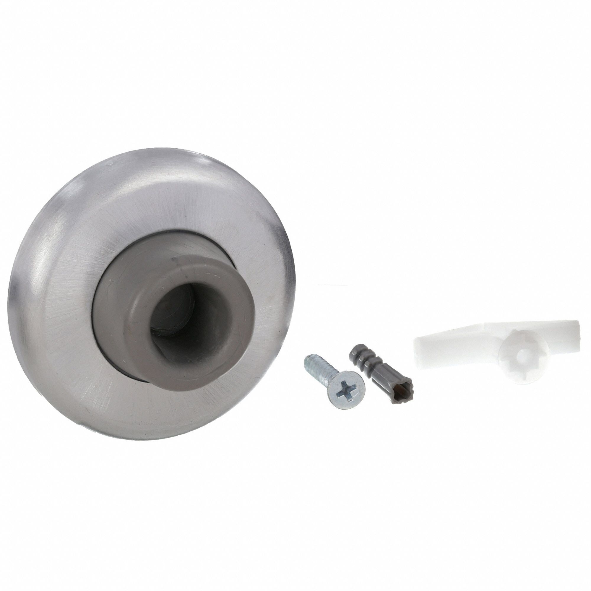 GRAINGER APPROVED Solid Brass, Concave Door Stop, Wall Mount, 23/8 in