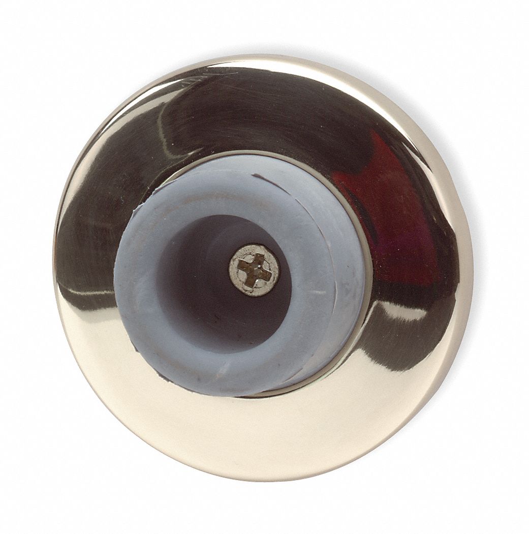 GRAINGER APPROVED Concave Door Stop Wall Mount, Bright Brass, 23/8 in