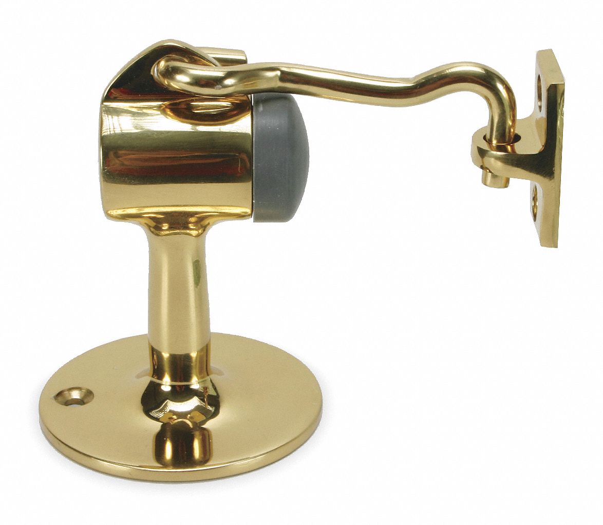 GRAINGER APPROVED HookStyle Door Holder, 27/32In, Br Brass 5U617