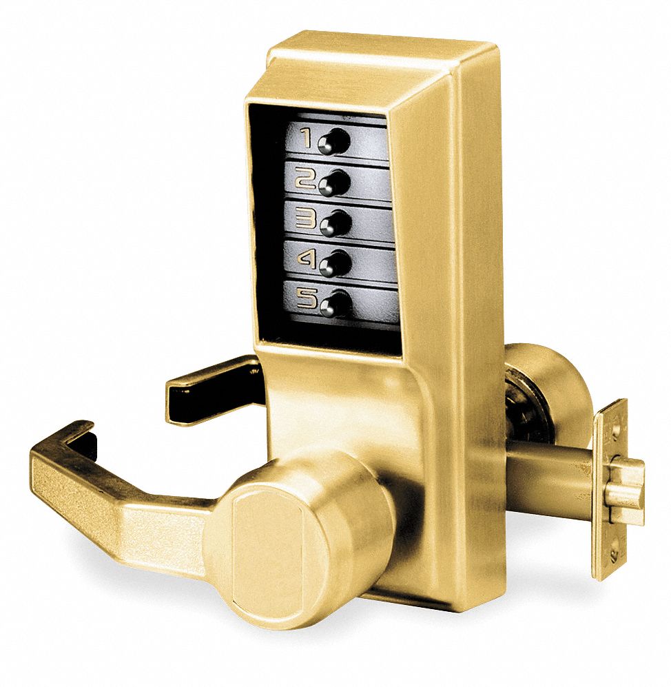 KABA, ADA Compliant, Brass, Mechanical Push Button Lockset 5U741LR