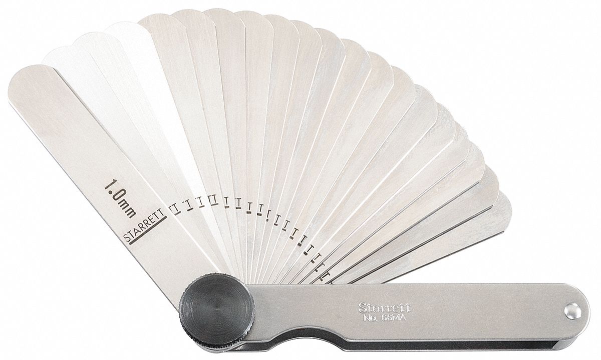 STARRETT Feeler Gauge Set Metric, 20 Feeler Blades, 0.05 mm to 1 mm