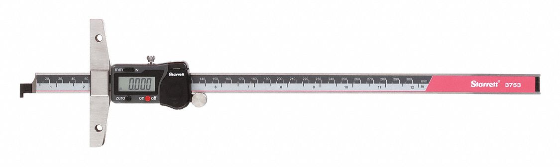 Blade-Style Digital Depth Gauge: 0 in to 12 in /0 mm to 300 mm, ±0.002 in Accuracy