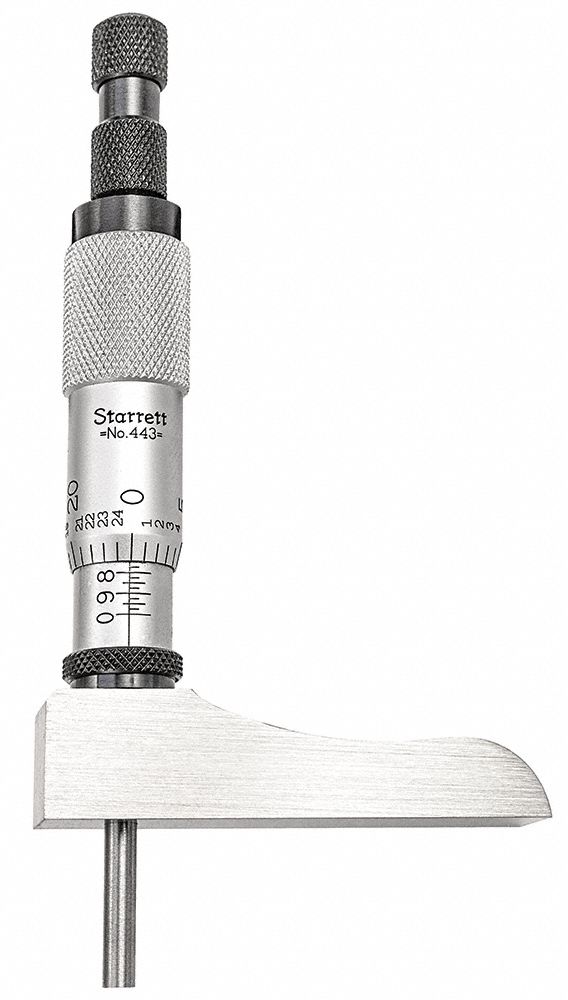 STARRETT HalfBase Mechanical Depth Micrometer, Range 0 in to 6 in