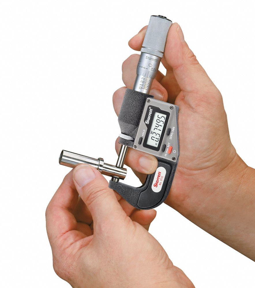 STARRETT Digital Outside Micrometer 0 in to 1 in/0 to 25.4 mm Range, ±