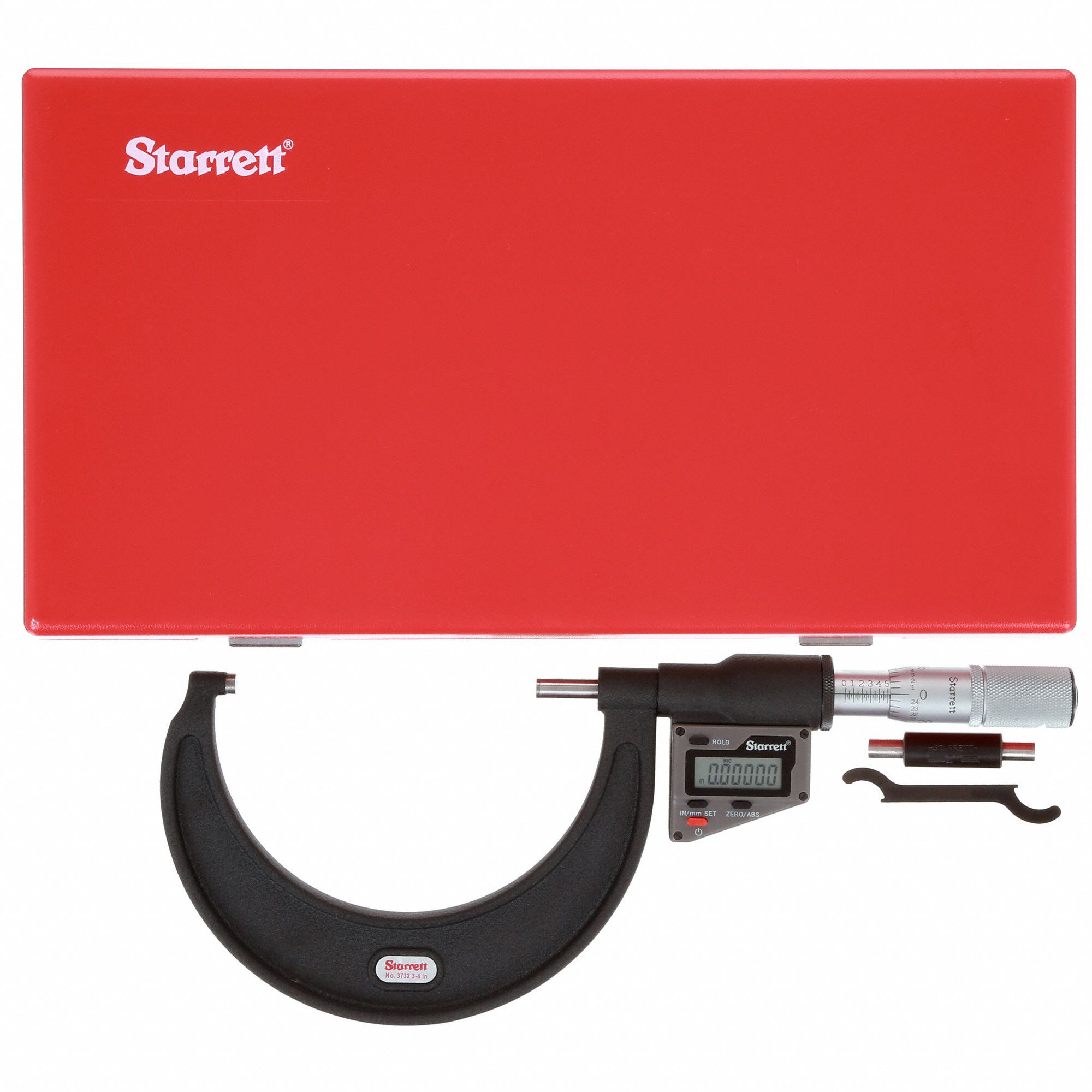 STARRETT Digital Outside Micrometer 3 in to 4 in/76 to 101 mm Range, ±