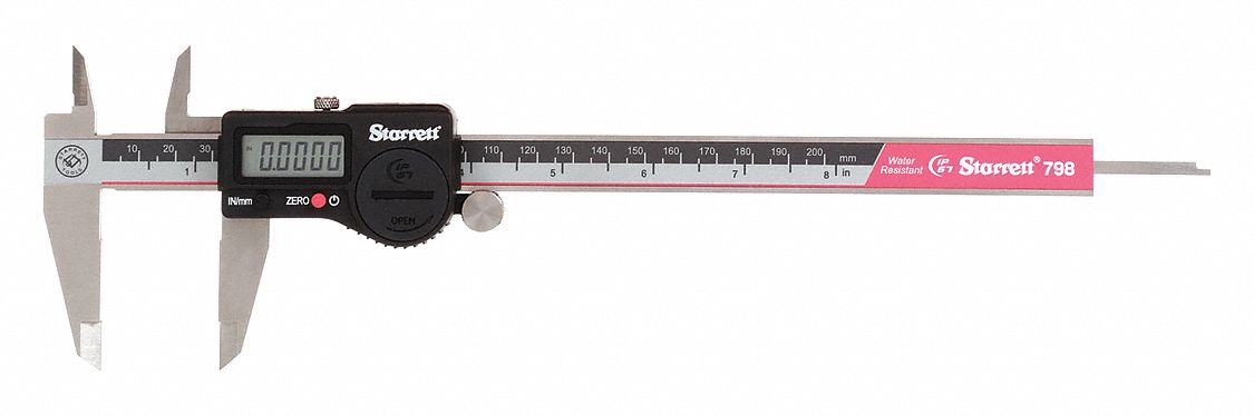 4-WAY DIGITAL CALIPER, 0 IN TO 8 IN/0 TO 20MM RANGE, IP67, 005 IN/0.01MM RESOLUTION