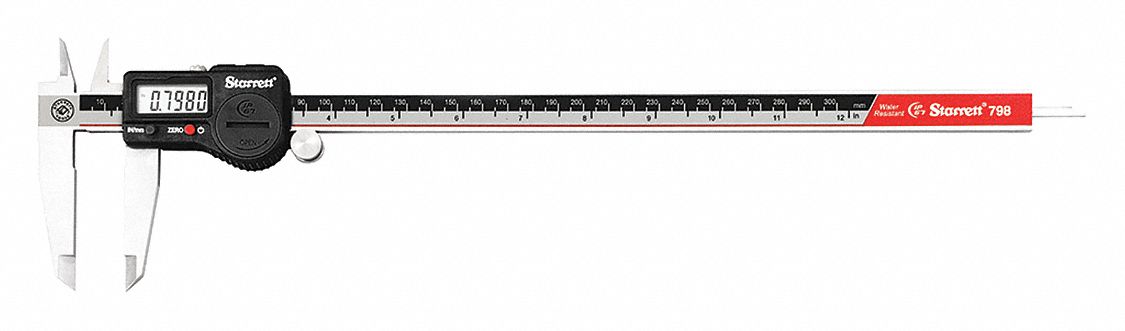 4-WAY DIGITAL CALIPER, 0 TO 12 IN/0 TO 30MM RANGE, IP67, +/-01 IN/+/--0.03MM ACCURACY