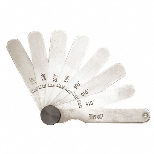 STARRETT Feeler Gauge Set, Thickness Range 0.0015 in to 0.015 in