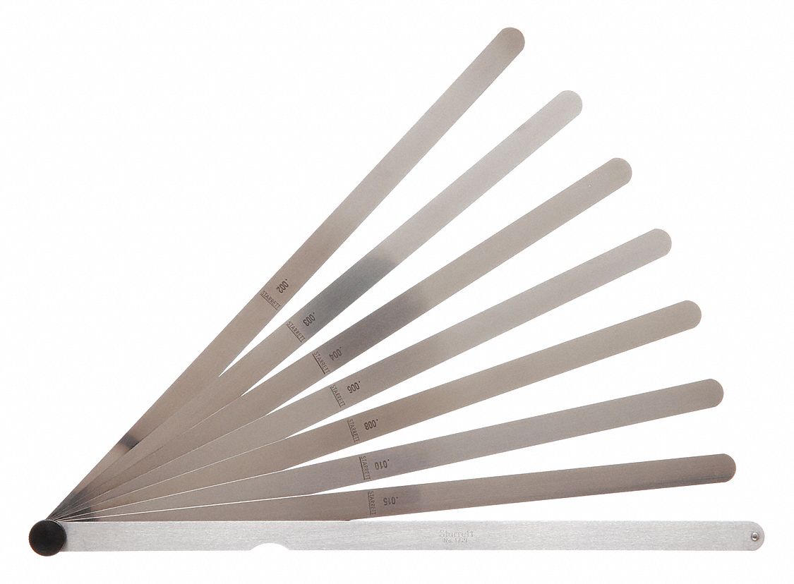 STARRETT, Inch, 8 Feeler Blades, LongBlade Feeler Gauge Set 5UAU4172E Grainger