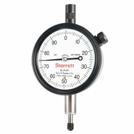 STARRETT, 0 in to 0.25 in Range, Continuous Reading, Dial Indicator ...