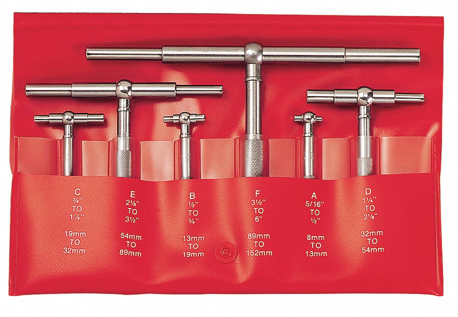 STARRETT Telescoping Gauge Set 6 Pieces, 5/16 in to 2 1/8 in Range, 2.