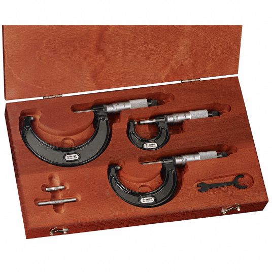 STARRETT Mechanical Outside Micrometer Set, Range 0 in to 3 in, Number