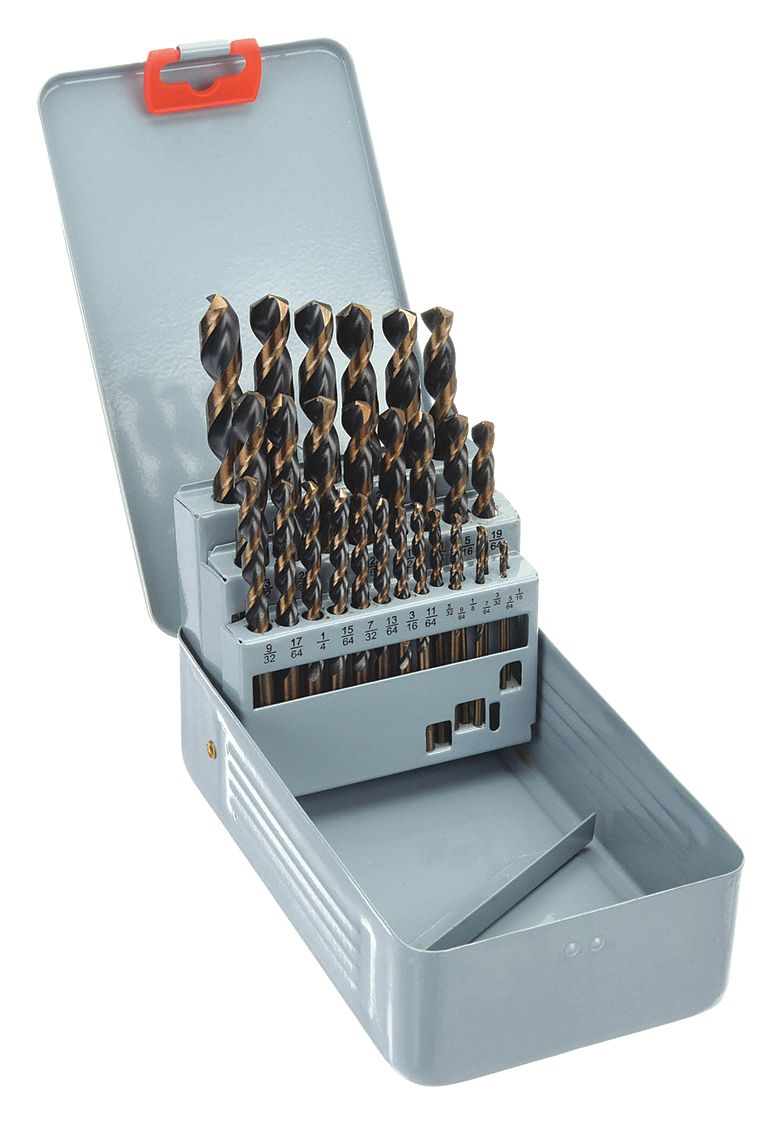 JOBBER LENGTH DRILL BIT SET, 1/16 IN SMALLEST BIT, ½ IN LARGEST BIT, 4XD