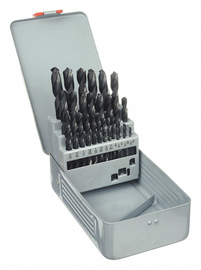 JOBBER LENGTH DRILL BIT SET, 1/16 IN SMALLEST BIT, ½ IN LARGEST BIT, 4XD