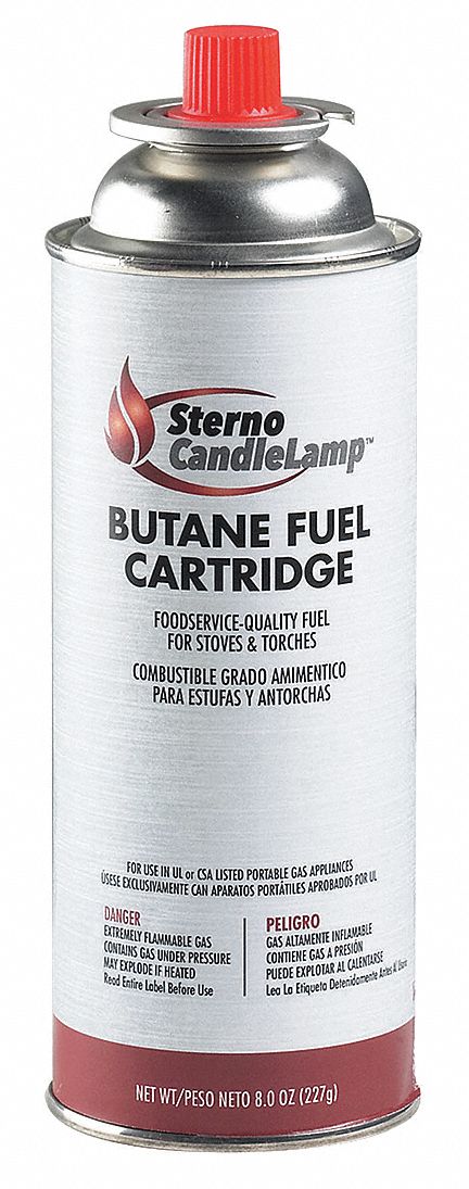 Fuel Cartridge: Butane, 2 to 4 hr, 2,500°F Max. Temp., Microtorches/Portable Stoves, 12 PK