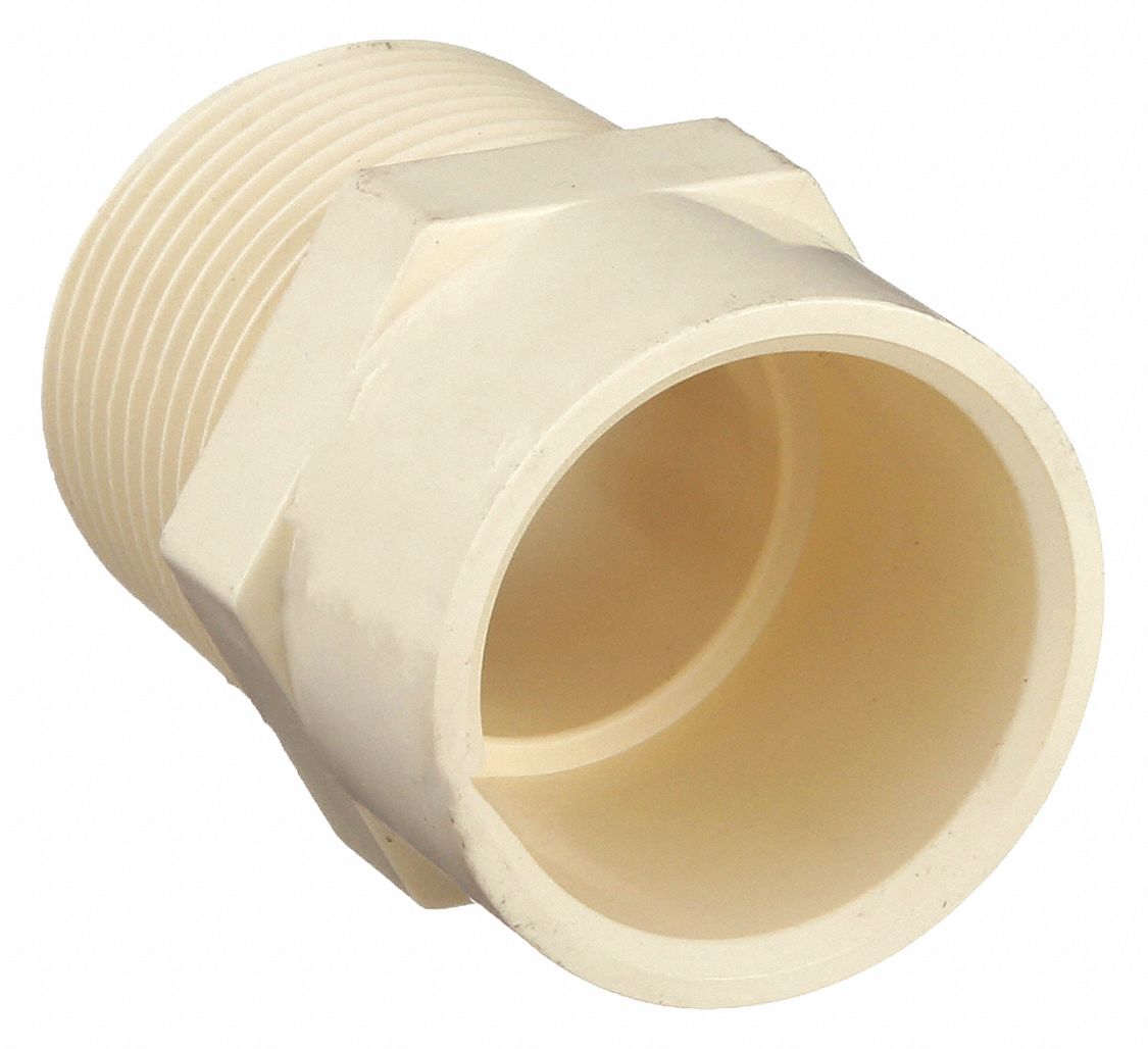 MALE ADAPTER: CPVC, NPT X CTS SOCKET HUB, 3 IN COPPER TUBE SIZE, 1½ IN PIPE SIZE