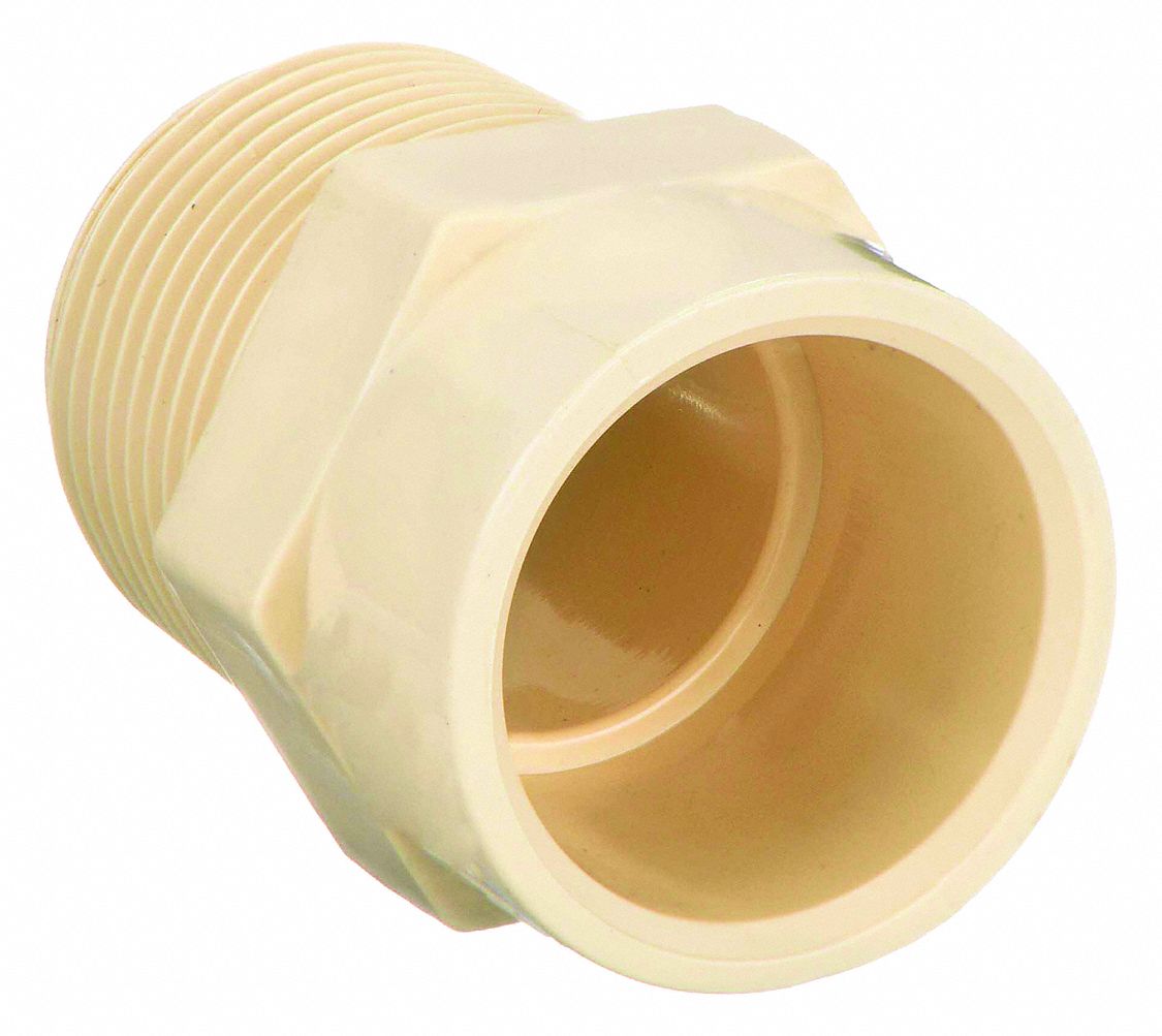 Sweat Fitting Adapter: Cup/Threaded, 3/4 in Pipe x 3/4 in CTS Size, CPVC, 360 psi Max Op Pressure