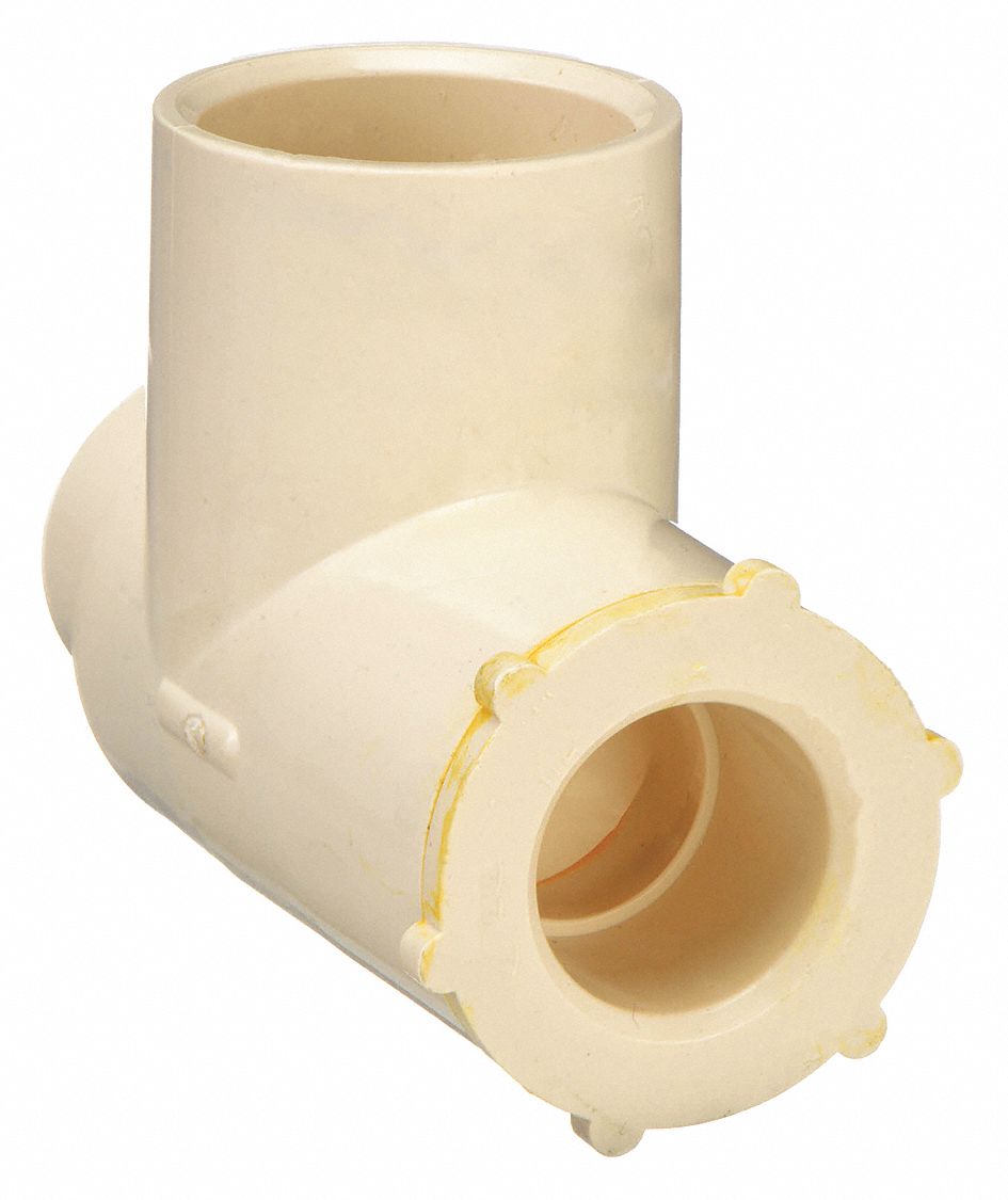 Sweat Fitting Tee: Cup, 1/2 in CTS x 1/2 in CTS x 3/4 in CTS Size, CPVC