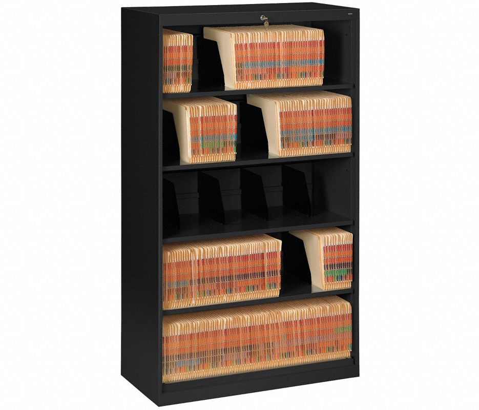 Tennsco Open Fixed Shelf Lateral File, Black FS350-BLK, Tennsco Open Fixed Shelf Lateral File, 36w X 16 1/2d X 63 1/2, Black