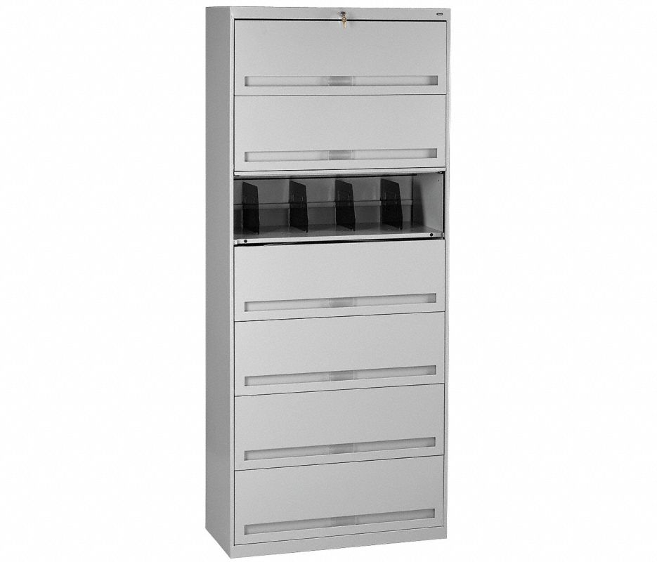 Tennsco Closed Fixed Shelf Lateral File, 7 Tier, 36w X 16 1/2d X 87h, Light Gray FS371L-LGY, Tennsco Closed Fixed Shelf Lateral File, 7 Tier, 36w X 16 1/2d X 87h, Light Gray