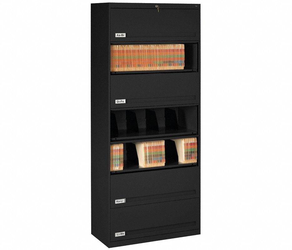 Tennsco Closed Fixed Shelf Lateral File, 7 Tier, 36w X 16 1/2d X 87h, Black FS371L-BLK, Tennsco Closed Fixed Shelf Lateral File, 7 Tier, 36w X 16 1/2d X 87h, Black