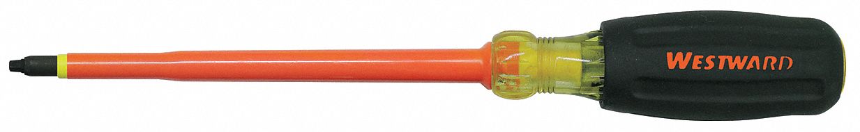 INSULATED SQUARE SCREWDRIVER, #1 TIP SIZE, 10 1/4 IN OVERALL L, 6 IN SHANK L