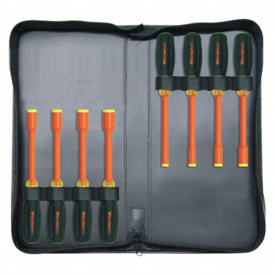 WESTWARD, SAE, 9 1/4 in, Hollow Shank Nut Driver Set 5UFY55UFY5