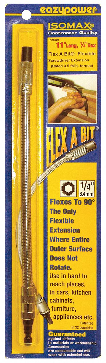 FLEX A BIT FLEXIBLE EXTENSION,1/4 DR,11 IN L, - Bit Holders - WWG5UFY9
