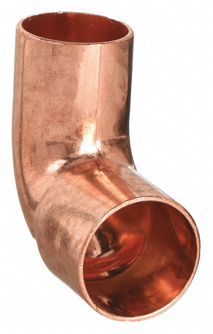 Sweat Fitting Elbow: 3/4 in CTS x 3/4 in CTS, Cup x FTG, No Center Stop, Wrot Copper