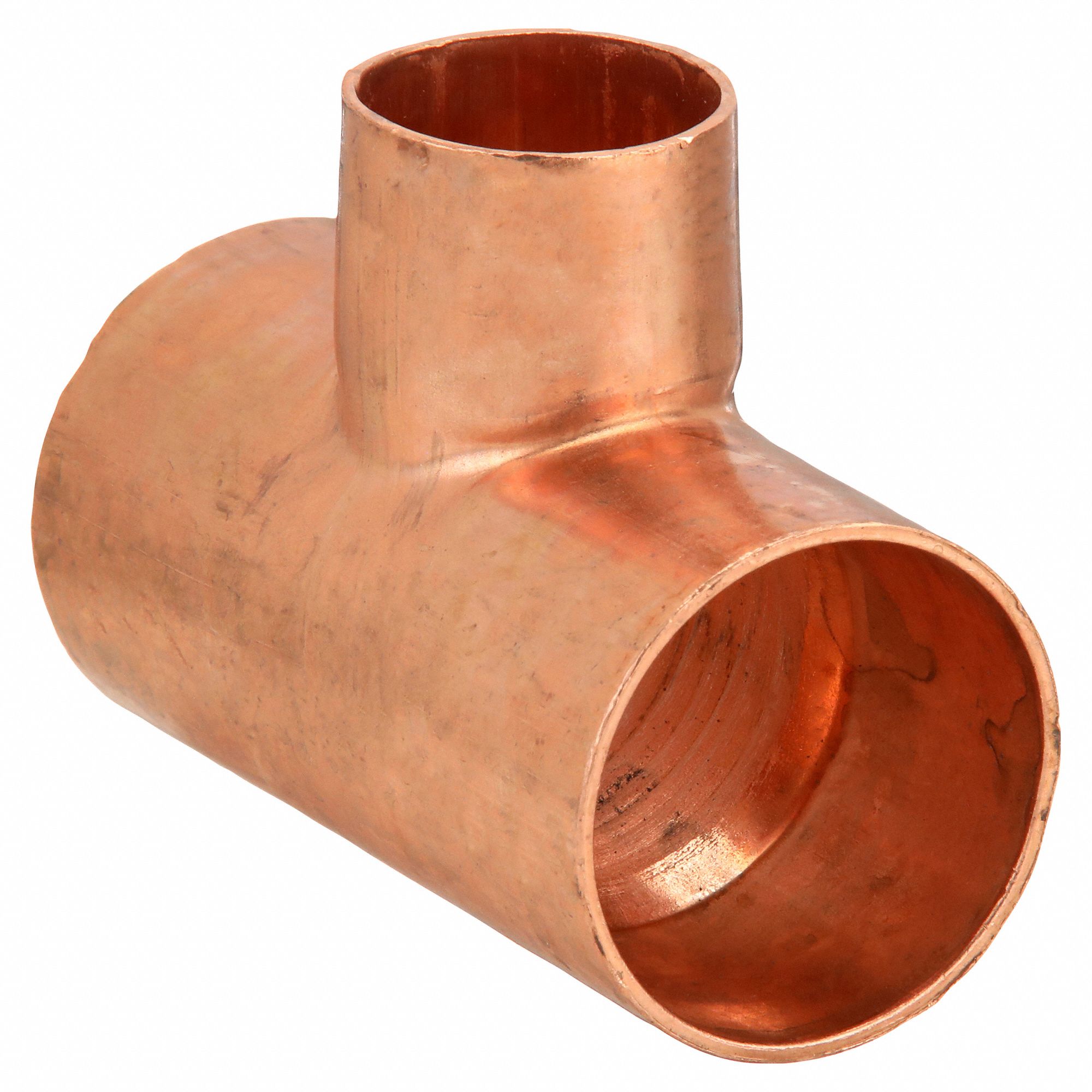 Sweat Fitting Tee: 1 1/2 in CTS x 1 1/2 in CTS x 1 in CTS, Cup x Cup x Cup, Wrot Copper