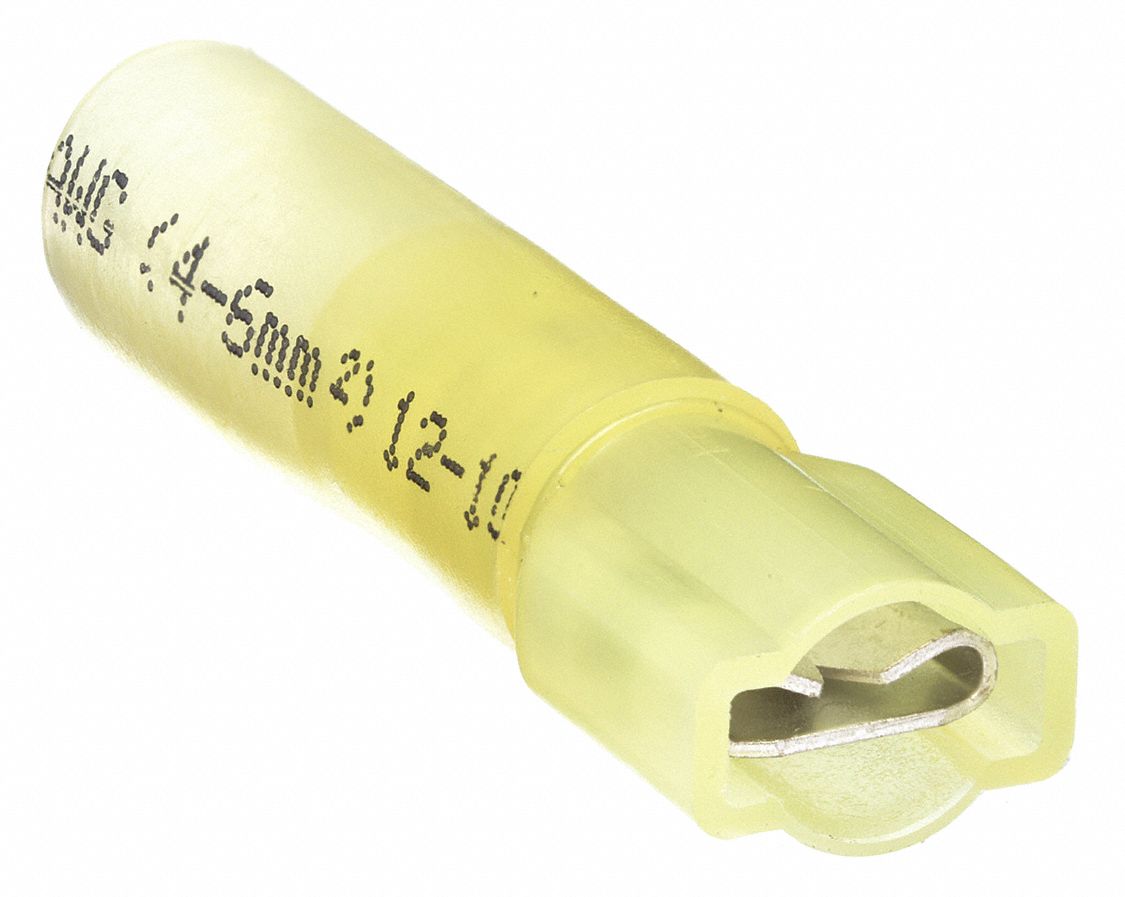 FEMALE DISCONNECT, YELLOW, POLYOLEFIN, FULL COVERAGE, HEAT SHRINK, 25 PK