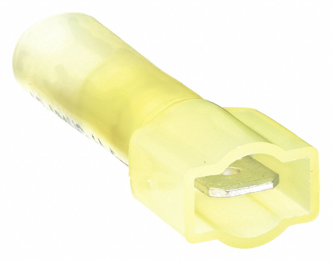 MALE DISCONNECT, YELLOW, POLYOLEFIN, FULL COVERAGE, HEAT SHRINK, 25 PK