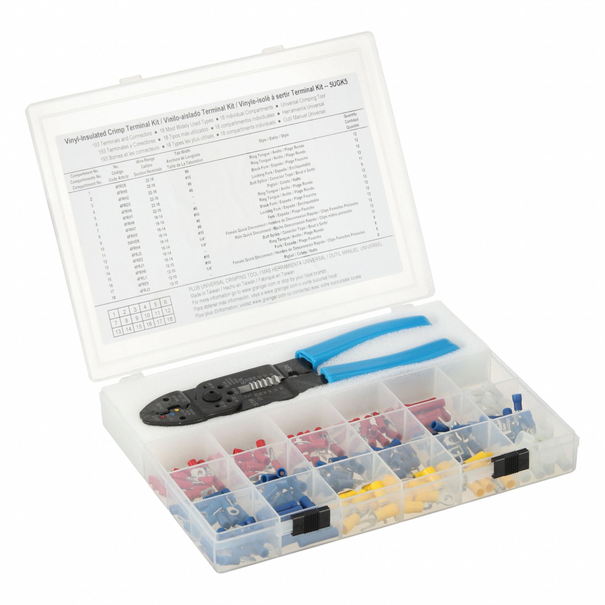 Wire Terminal Kit: 194 Pieces, 22 AWG – 10 AWG Wire Sizes, All-in-One Terminal Tool