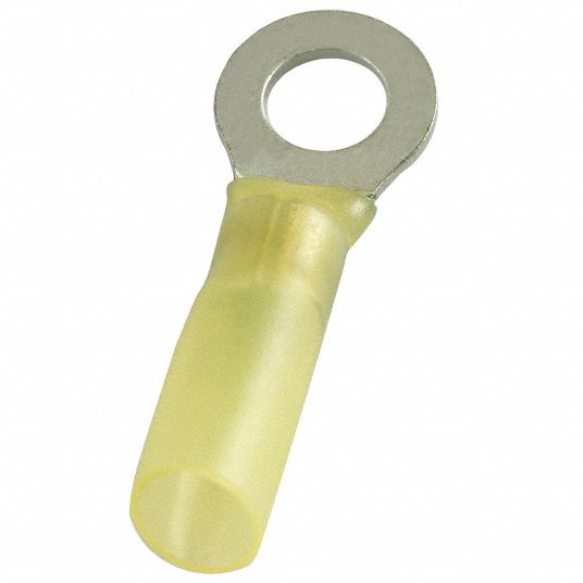 POWER FIRST Ring Terminal, Yellow Heat Shrink, Butted Seam, 12 to 10