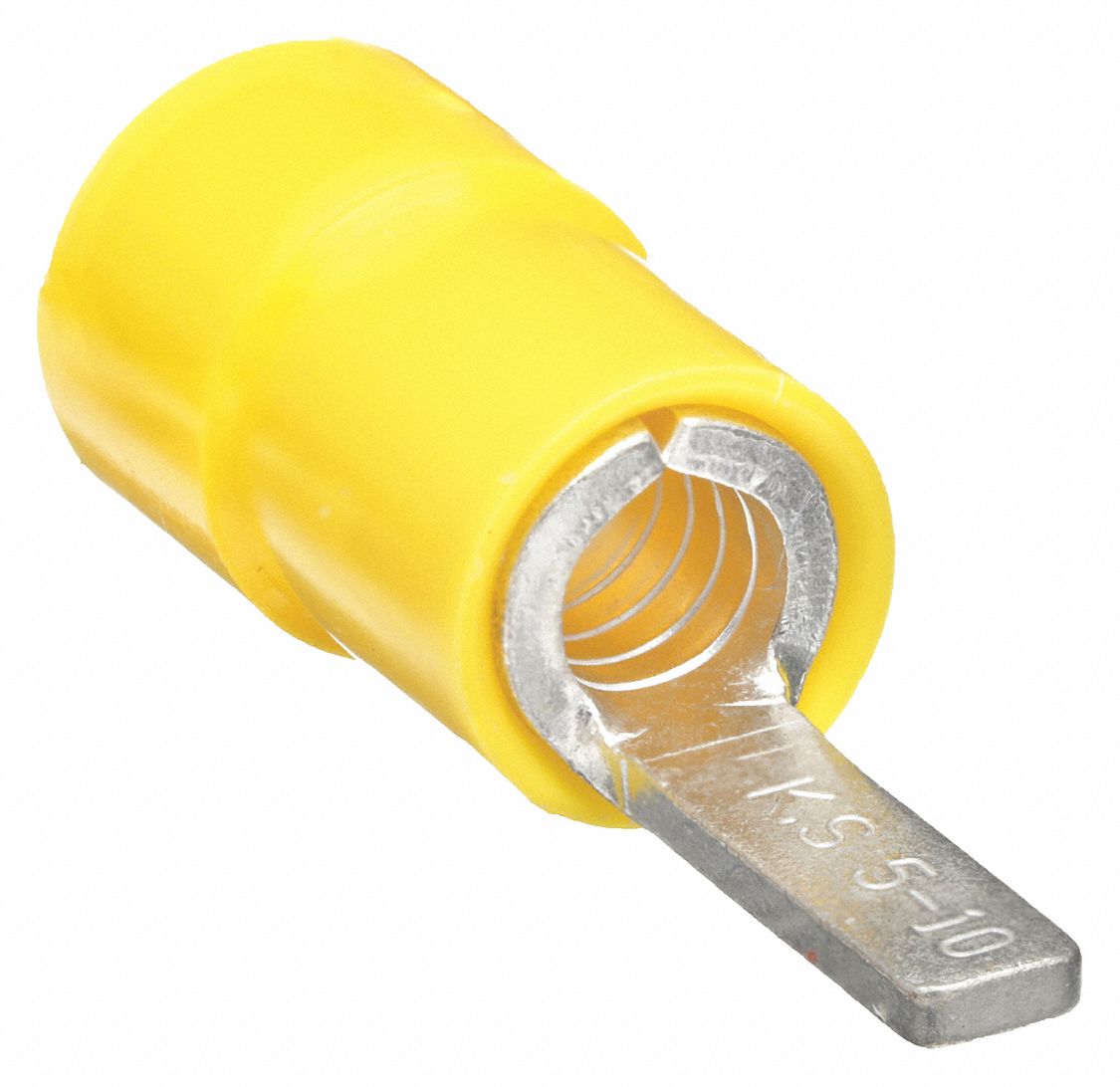 Pin Terminal: Yellow, Vinyl, 0.11 in Pin Dia