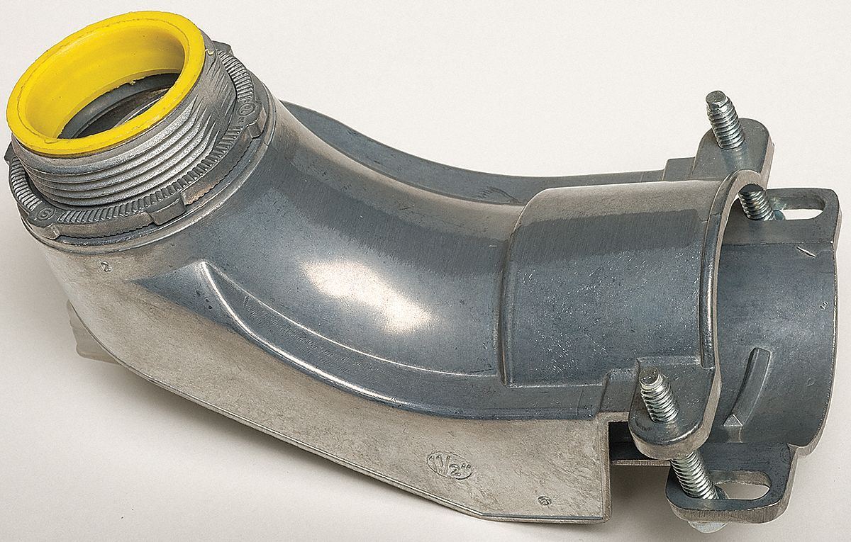 GRAINGER APPROVED 90°, Die Cast Zinc, 11/2 in MNPT Box Connection, Die