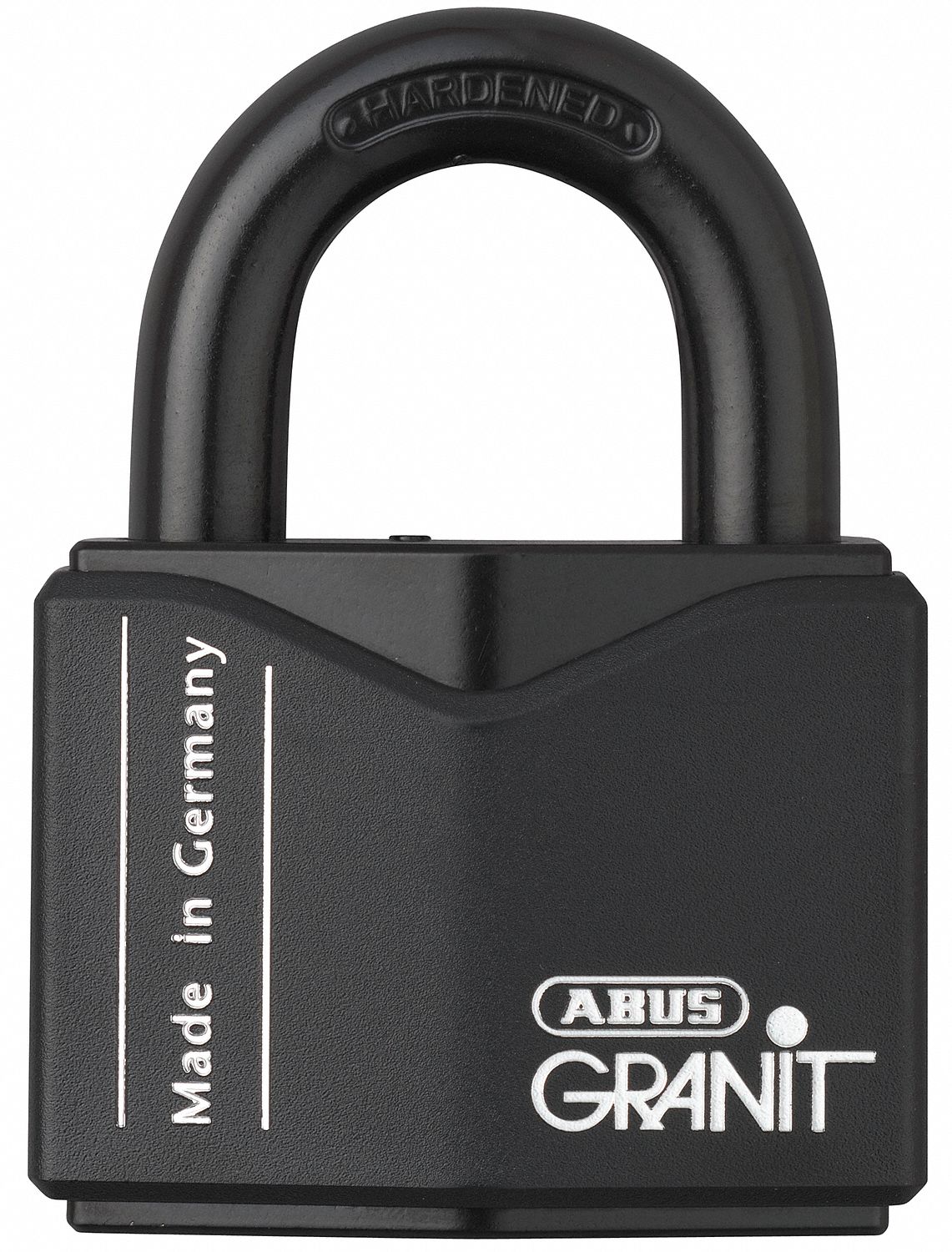 Padlock: Steel, Unfinished, Black, Std Shackle, Steel, 1 3/64 in Vert Clearance, GRANIT