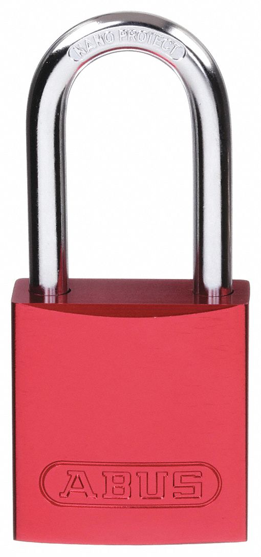 LOCKOUT PADLOCK, KEYED DIFFERENT, ALUMINUM, COMPACT BODY, HARDENED STEEL, STD, RED